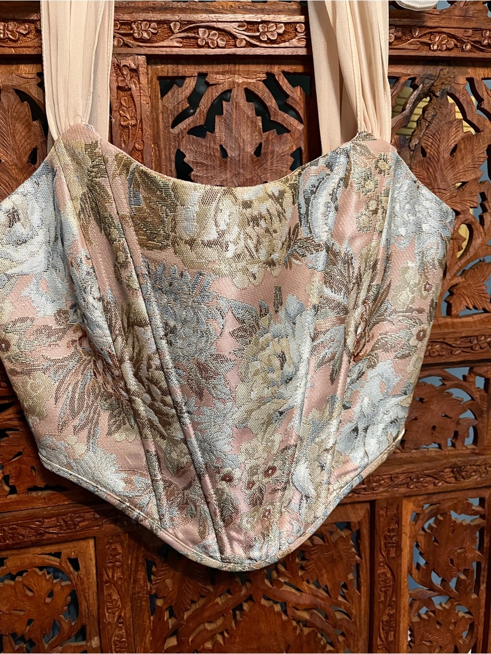 Altar'd State Floral Satin Bustier in Blush Pink
